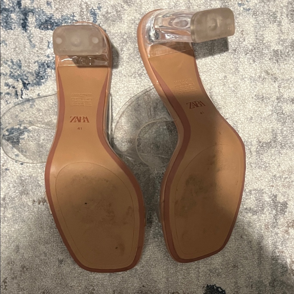 Zara Nude and Clear Heeled Sandals - Picture 5 of 7